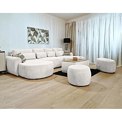 Bestmobilier Mahina - canapé panoramique en U 7 places - convertible avec coffre - en tissu bouclette pas cher