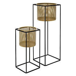 ML-Design 2x Support de plantes noir/or en acier 47 et 71 cm pots de fleurs décoratifs 