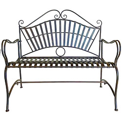 L'Héritier Du Temps Banc de Jardin 2 Places Gustave Banquette de Jardin Fauteuil 2 Personnes en Métal Patiné Marron 50x103x115cm