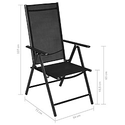 vidaXL Chaises pliables de jardin lot de 4 Aluminium et textilène Noir pas cher