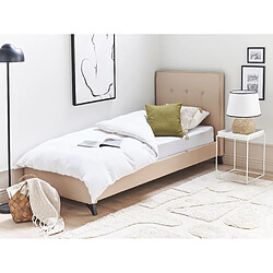 Beliani Lit en tissu beige avec cadre 90 x 200 cm AMBASSADOR