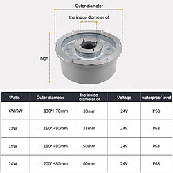 Avis Wewoo 12W paysage coloré changement de couleur anneau LED alliage d'aluminium fontaine sous-marine lumière