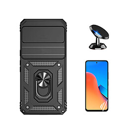 Kit Film de Hydrogel Étui Complète Devant + Coque Magnetic Military Defender Slide Window Anti-Impact + SuppOrt Magnétique Phonecare pour Google Pixel 8 - Noir