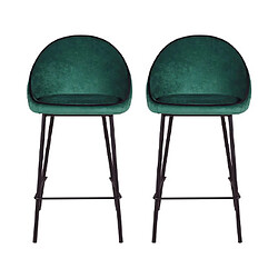 Mes Lot de 2 chaises de bar H75 cm en tissu vert - ABAYA