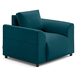 Lisa Design Camelia - fauteuil avec poche en velours Camelia - fauteuil avec poche en velours - Bleu canard