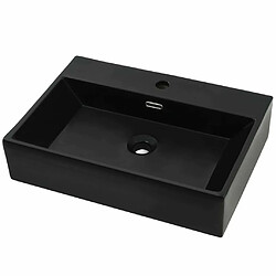 vidaXL Vasque avec trou de robinet en céramique Noir 76x42,5x14,5 cm