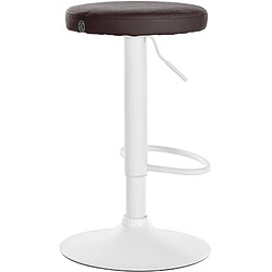 Avis Decoshop26 Lot de 2 tabourets de bar design simple avec assise en synthétique marron et cadre métal blanc TDB10678