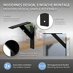 Acheter ML-Design Lot de 4 équerres d'étagère suspendue support mural en aluminium noir 180x180 mm