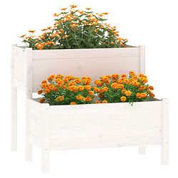 Avis Maison Chic Jardinière,Bac à fleurs - pot de fleur blanc 84,5x84x75 cm bois massif de pin -GKD31410