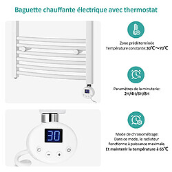 EMKE Sèche-Serviettes Électrique avec Élément Chauffant Thermostat, Chauffe Serviettes à Température Constante de la Salle de Bain, Baguette Chauffante avec Minuterie, 140x60cm, 600W, Blanc