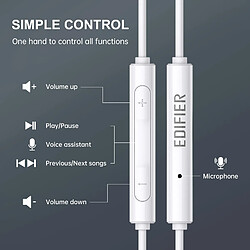 Écouteurs intra-auriculaires Edifier P205 avec micro et contrôle en ligne - Blanc pas cher