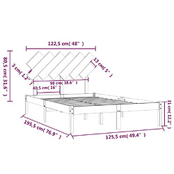 vidaXL Cadre de lit 120x190 cm Petit double Bois massif pas cher