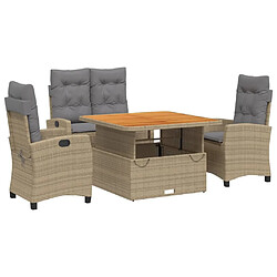 Maison Chic Ensemble à manger d'extérieur 4 pcs avec coussins,Salon de jardin,Mobilier de jardin beige résine tressée -GKD402303