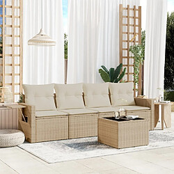 Maison Chic Salon de jardin avec coussins 5 pcs | Ensemble de Table et chaises | Mobilier d'Extérieur beige résine tressée -GKD99712