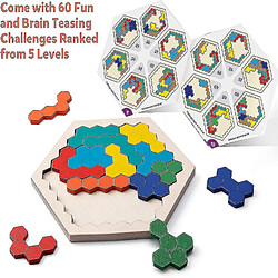 Acheter Universal Puzzle hexagone en bois pour les enfants adultes forme du bloc de motif de tangram cerveau