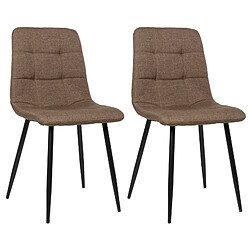 Decoshop26 Lot de 2 chaises de salle à manger en tissu marron pieds métal noir mat style moderne CDS101108 