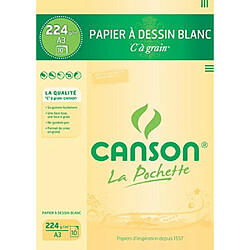 Canson - 27115 - Pochette de 10 feuilles de papier dessin - 224 g - A3