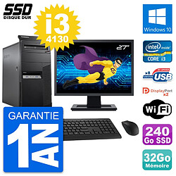 PC Tour Lenovo M83 Ecran 27" Intel i3-4130 RAM 32Go SSD 240Go Windows 10 Wifi - Occasion