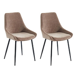 Vente-Unique Lot de 2 chaises en tissu et métal noir - Taupe - MASURIE