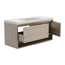 Vente-Unique Meuble de salle de bain suspendu simple vasque coloris naturel clair - 120 cm - PUJUKA pas cher