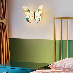 Universal Applique murale de chevet de 8W Lampe murale papillon LED pour la chambre des enfants Applique murale de fond (lampe tricolore)