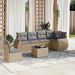 vidaXL Salon de jardin avec coussins 7 pcs beige résine tressée 