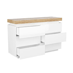 Acheter Vente-Unique Commode HALO II - 6 tiroirs - MDF laqué - Avec LEDs - Coloris : Blanc et Chêne