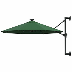 Maison Chic Parasol Jardin | Parasol mural avec mat métallique et LED 300 cm Vert - GKD68887