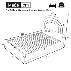 Acheter Sweiko Lit d'enfant Lit Tapissé 140x200 cm Lit Hydraulique Lit Jeune avec Tête de Lit Réglable en Hauteur PU Rose