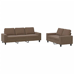 vidaXL Ensemble de canapés 2 pcs marron tissu