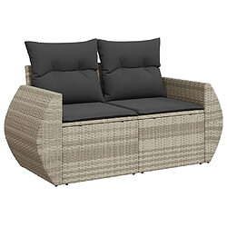 Acheter vidaXL Salon de jardin 8 pcs avec coussins gris clair résine tressée