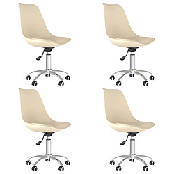 vidaXL Chaises pivotantes à manger lot de 4 Crème Tissu