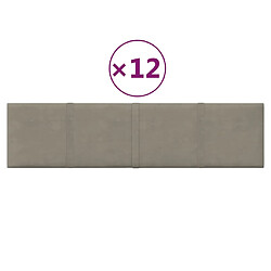 vidaXL Panneaux muraux 12 pcs Gris clair 60x15 cm Velours 1,08 m²