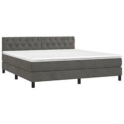 Avis Maison Chic Lit Adulte - Lit simple Lit à sommier tapissier et matelas moelleux - Meuble de Chambre - Gris foncé 160x200cm Velours -MN60558