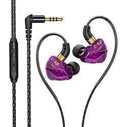 Casque De Sport 3,5 Mm In-Ear Wire Control Écouteur Avec Microphone Hifi Sound Music Casque Pour Courir Violet 