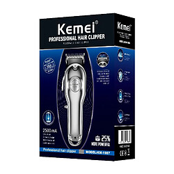 Acheter  Tondeuse à cheveux Kemei  rechargeable LED, san fil ,6   vitesses avec 4  pics accessoires- Argent 