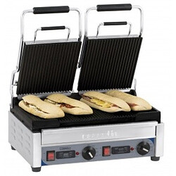 Grill Panini Double Rainuré Professionnel - 445 x 242 mm - Casselin 