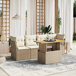 vidaXL Salon de jardin avec coussins 5 pcs beige résine tressée 