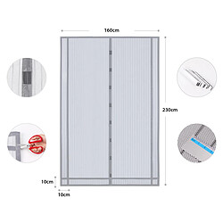 Sekey 230x160 cm Rideau magnétique anti-insectes idéal pour porte de balcon, porte cave, porte de terrasse (découpable en hauteur et largeur) grâce au montage facile à coller, Gris