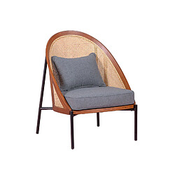 Nest Dream Fauteuil rétro vintage en noyer et rotin naturel - Robín 