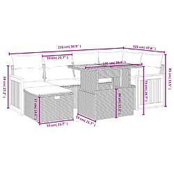 Avis vidaXL Salon de jardin avec coussins 7 pcs beige résine tressée