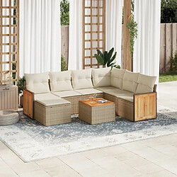 Maison Chic Salon de jardin avec coussins 8 pcs | Ensemble de Table et chaises | Mobilier d'Extérieur beige résine tressée -GKD29484