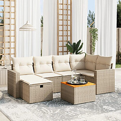 vidaXL Salon de jardin avec coussins 7 pcs beige résine tressée 