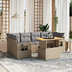 vidaXL Salon de jardin avec coussins 7 pcs beige résine tressée 