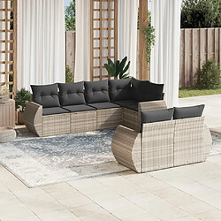 vidaXL Salon de jardin avec coussins 7 pcs gris clair résine tressée 