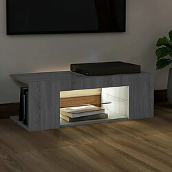 Maison Chic Meubles TV avec lumières LED - Banc TV pour salon Sonoma gris 90x39x30 cm -MN52193 pas cher