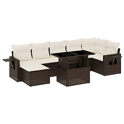 vidaXL Salon de jardin 8 pcs avec coussins marron résine tressée