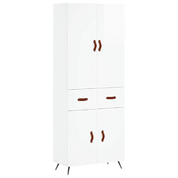 vidaXL Buffet haut Blanc brillant 69,5x34x180 cm Bois d'ingénierie