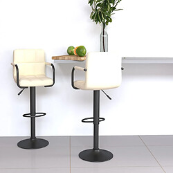 vidaXL Tabourets de bar lot de 2 crème tissu 