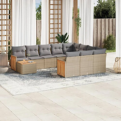 Maison Chic Salon de jardin 11 pcs avec coussins | Ensemble de Table et chaises | Mobilier d'Extérieur beige résine tressée -GKD82134